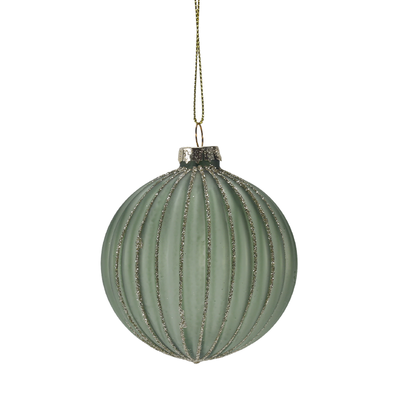 8 cm-es Morandi Stripe karácsonyi üveggömbdísz (egyszemélyes / 3 db-os készlet)