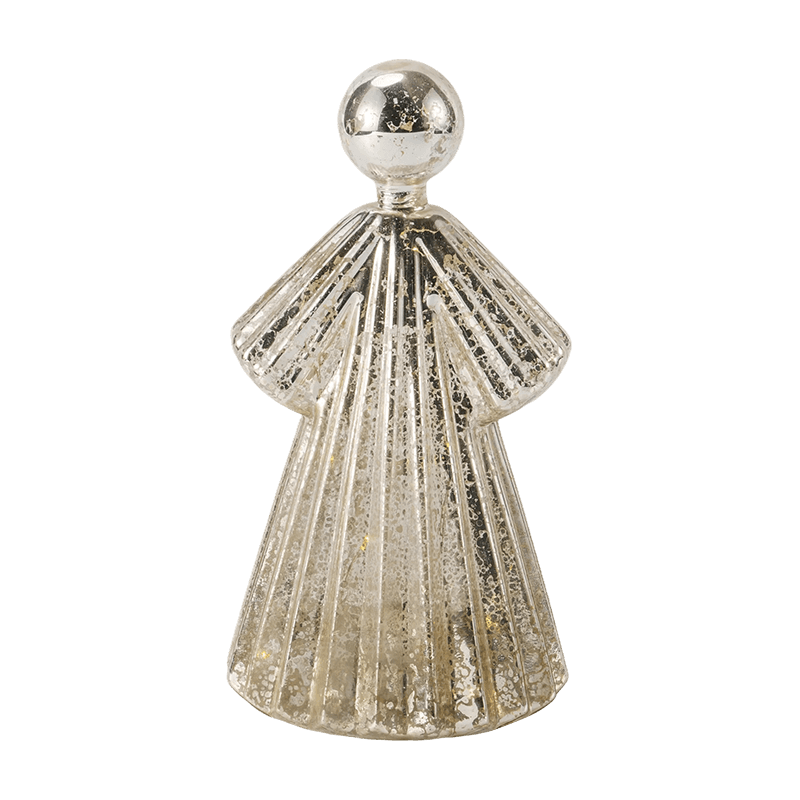 Mercury Glass Angel figura / matt/csillogó üvegharang dekor (LED-del)