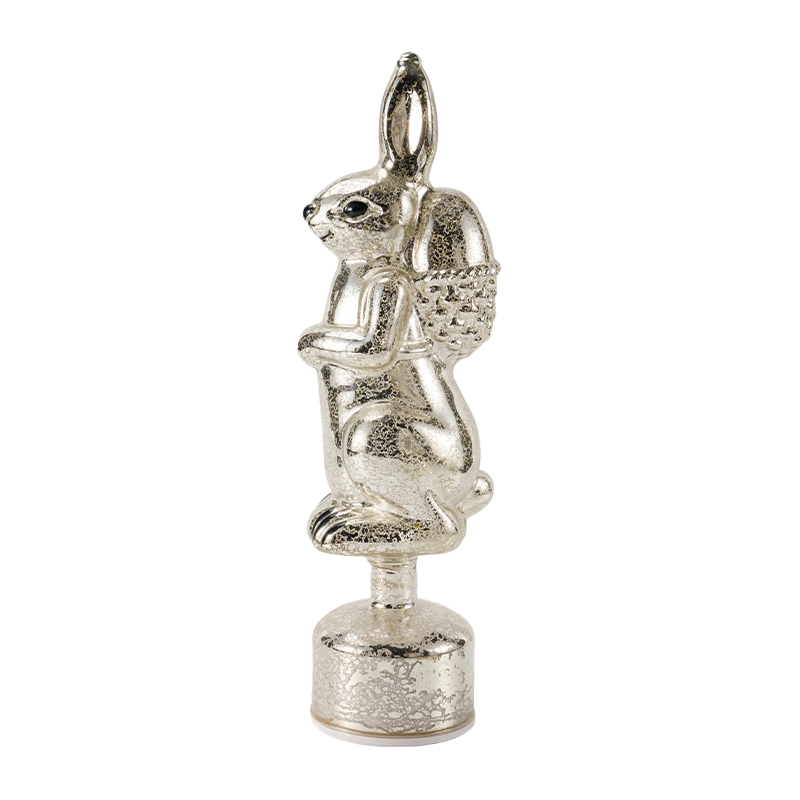Vintage Mercury üveg nyúl figura (ezüst / antik fehér kivitel)