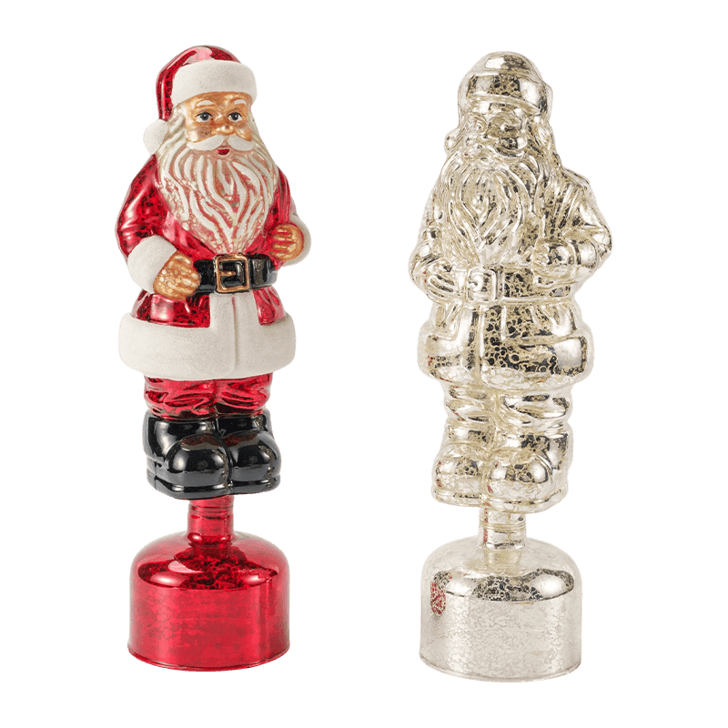 Vintage Mercury üveg Mikulás figura (piros / ezüst / világoszöld kivitel)