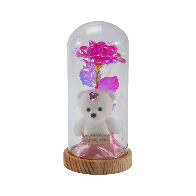 Galaxy Rose Glass Cloche Light (Mackóval/Maci nélkül, több színben)