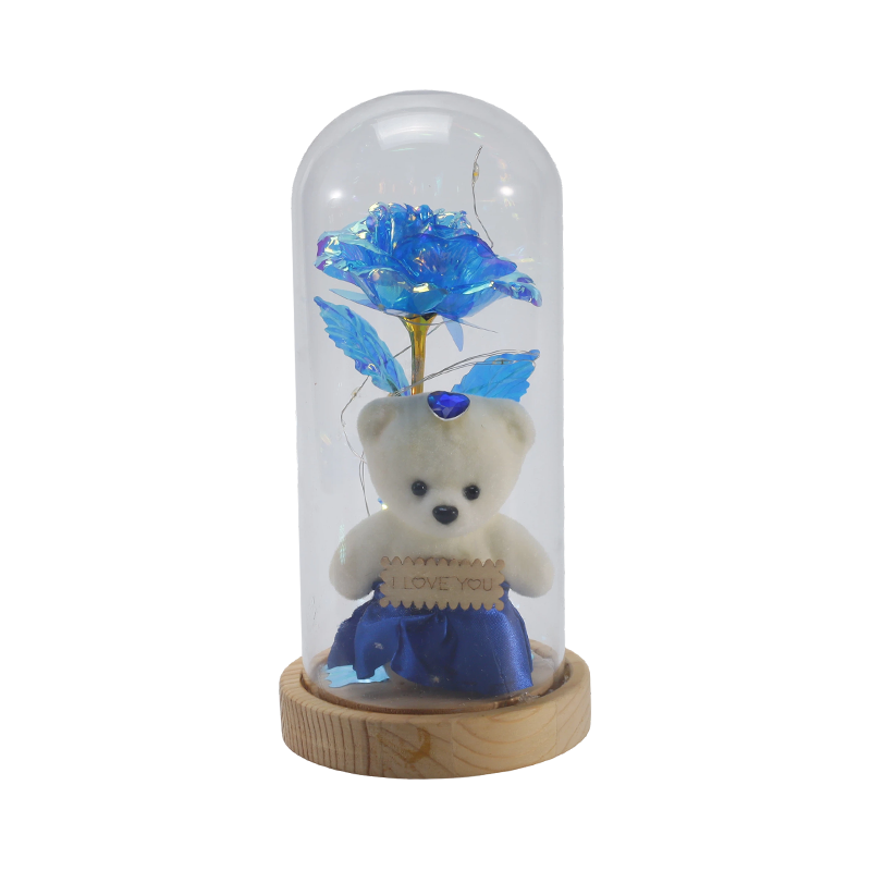 Galaxy Rose Glass Cloche Light (Mackóval/Maci nélkül, több színben)