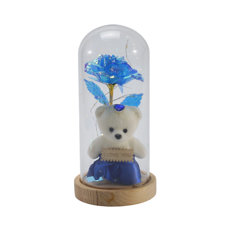Galaxy Rose Glass Cloche Light (Mackóval/Maci nélkül, több színben)