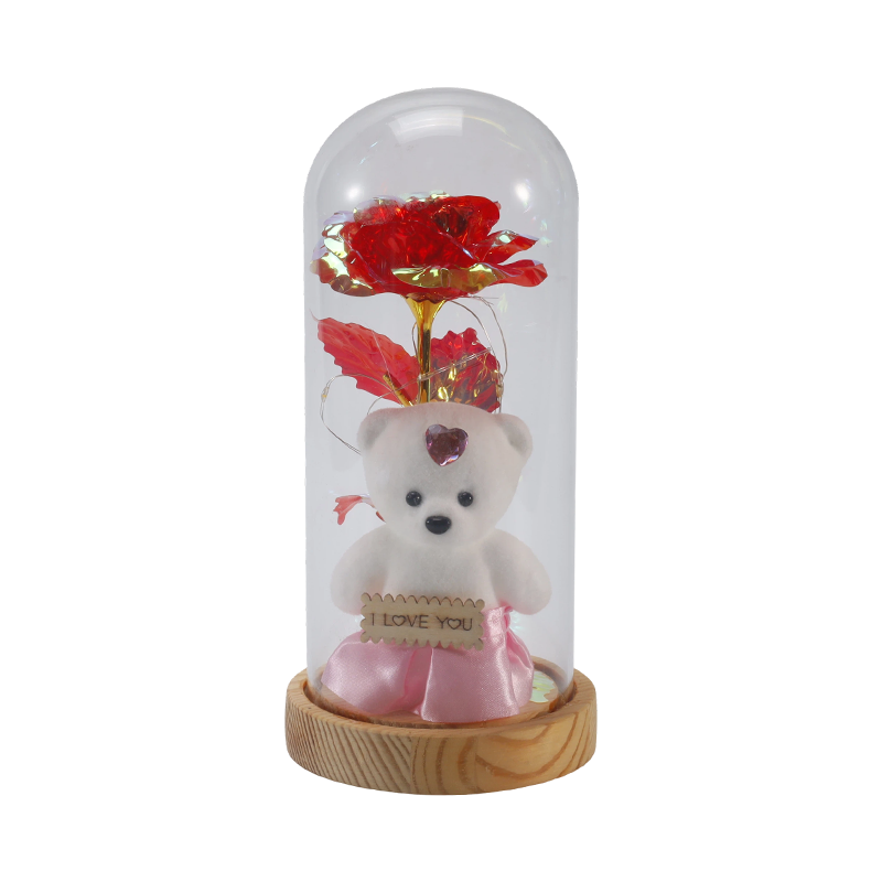 Galaxy Rose Glass Cloche Light (Mackóval/Maci nélkül, több színben)