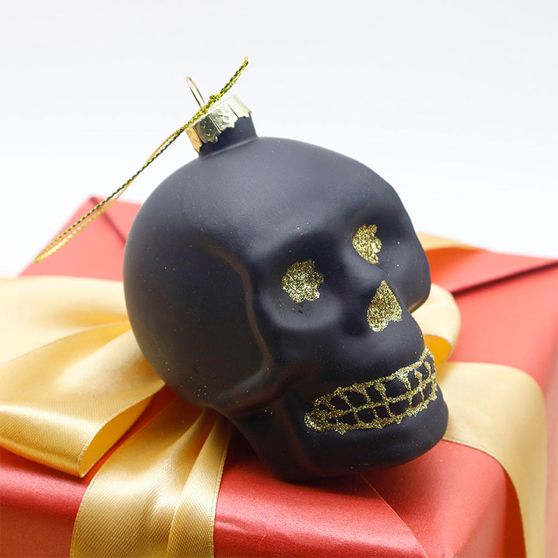 8*9 cm-es Halloween üveg koponya díszkészlet