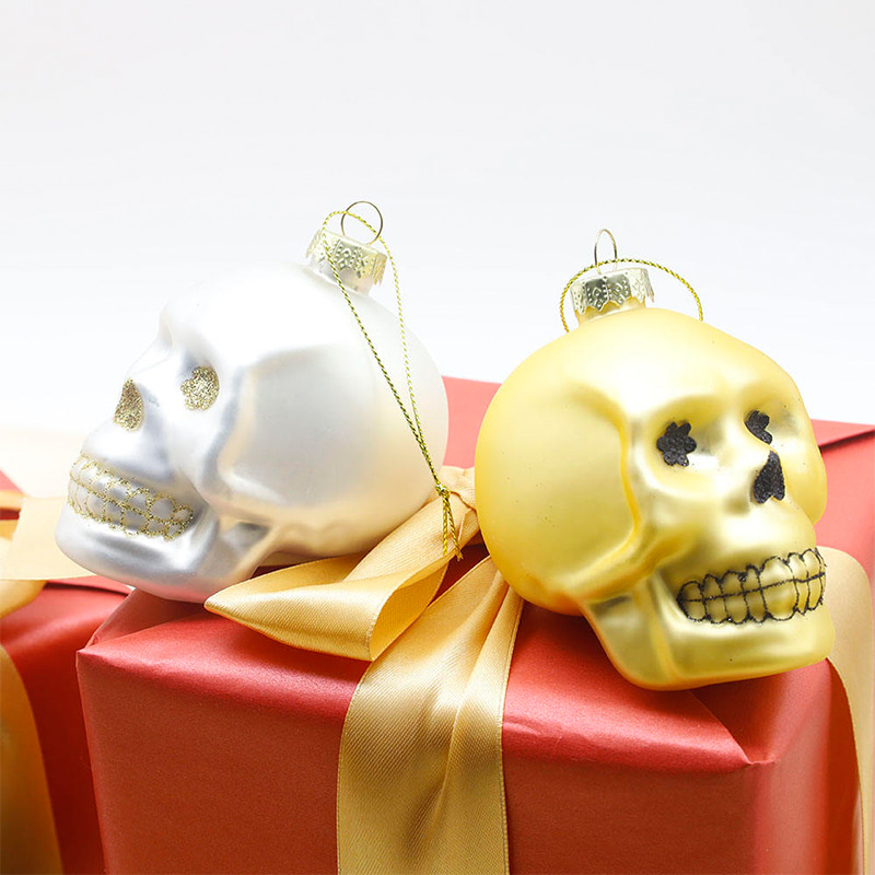 8*9 cm-es Halloween üveg koponya díszkészlet