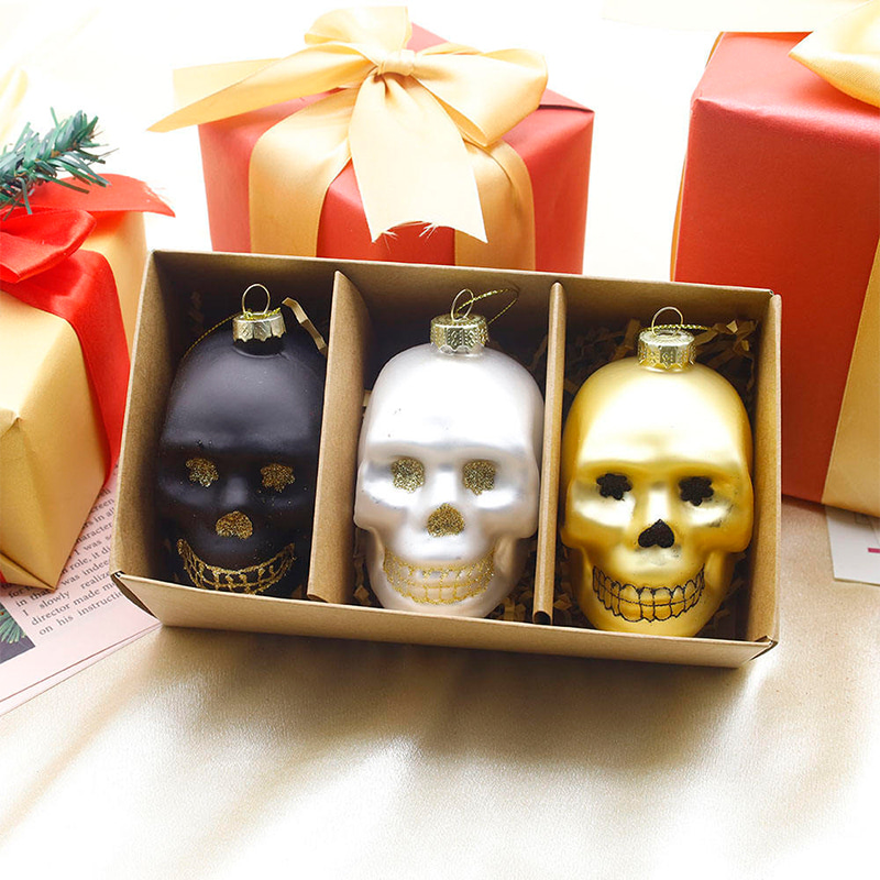 8*9 cm-es Halloween üveg koponya díszkészlet