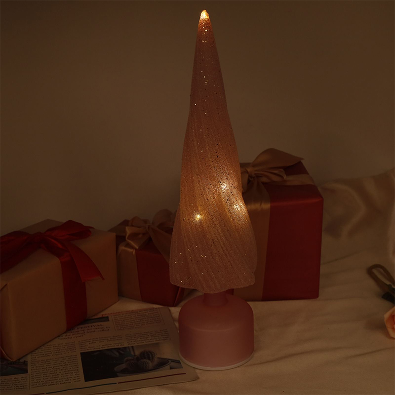 10×33 cm és 10×38 cm Méretek Ünnepi forgatható üveg karácsonyfa LED lámpákkal