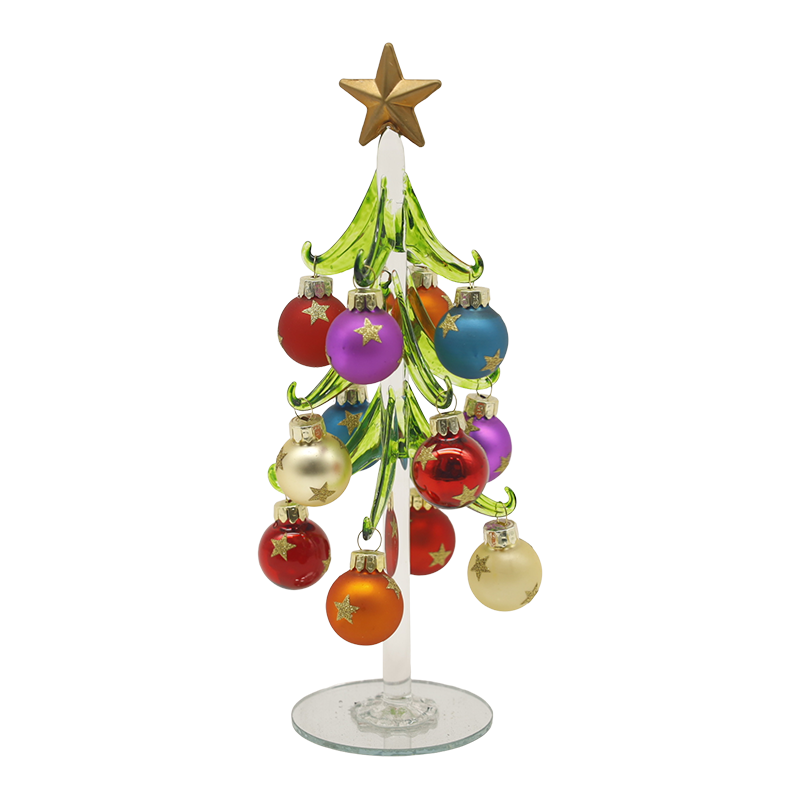 10×25 cm és 10×30 cm Ünnepi üveg karácsonyfa díszgolyókkal díszítve