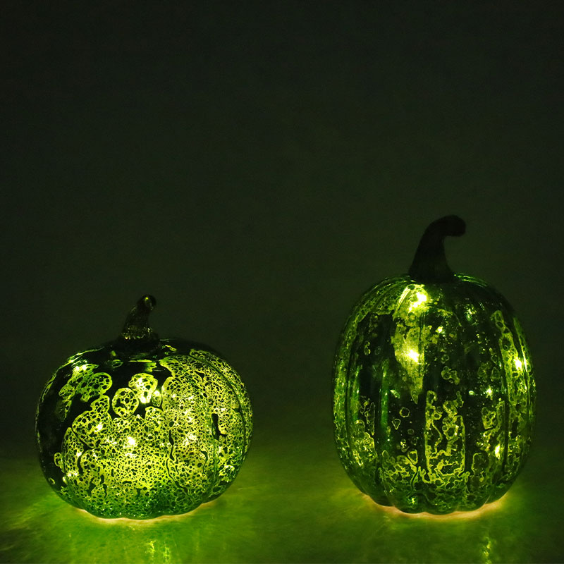 12*15cm-es Halloween LED üveg sütőtök lámpa asztali dísz