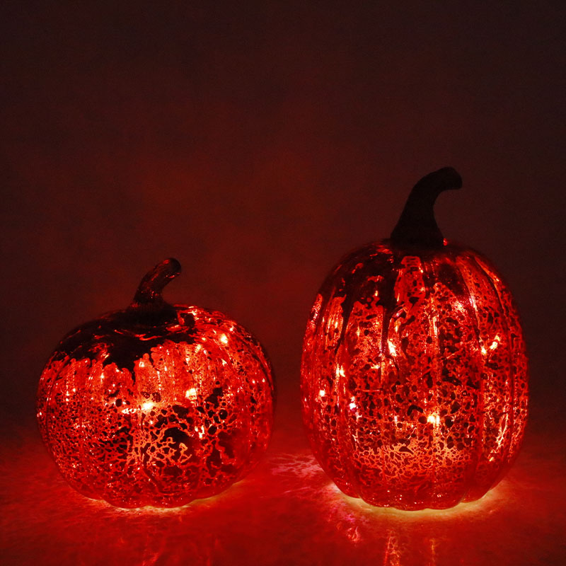 12*15cm-es Halloween LED üveg sütőtök lámpa asztali dísz
